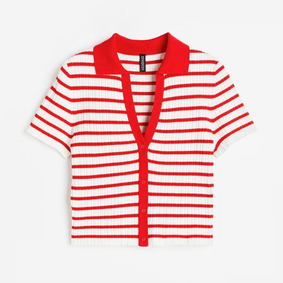 H&M Red and White Striped Button Down Shirt (Only Worn Once) - Picture 1 of 4